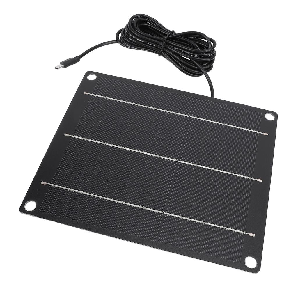 6W Solar Panel Charger Monocrystalline Solar Panel Kit for Phone Small Fans Outdoor Security Camera Type C Port