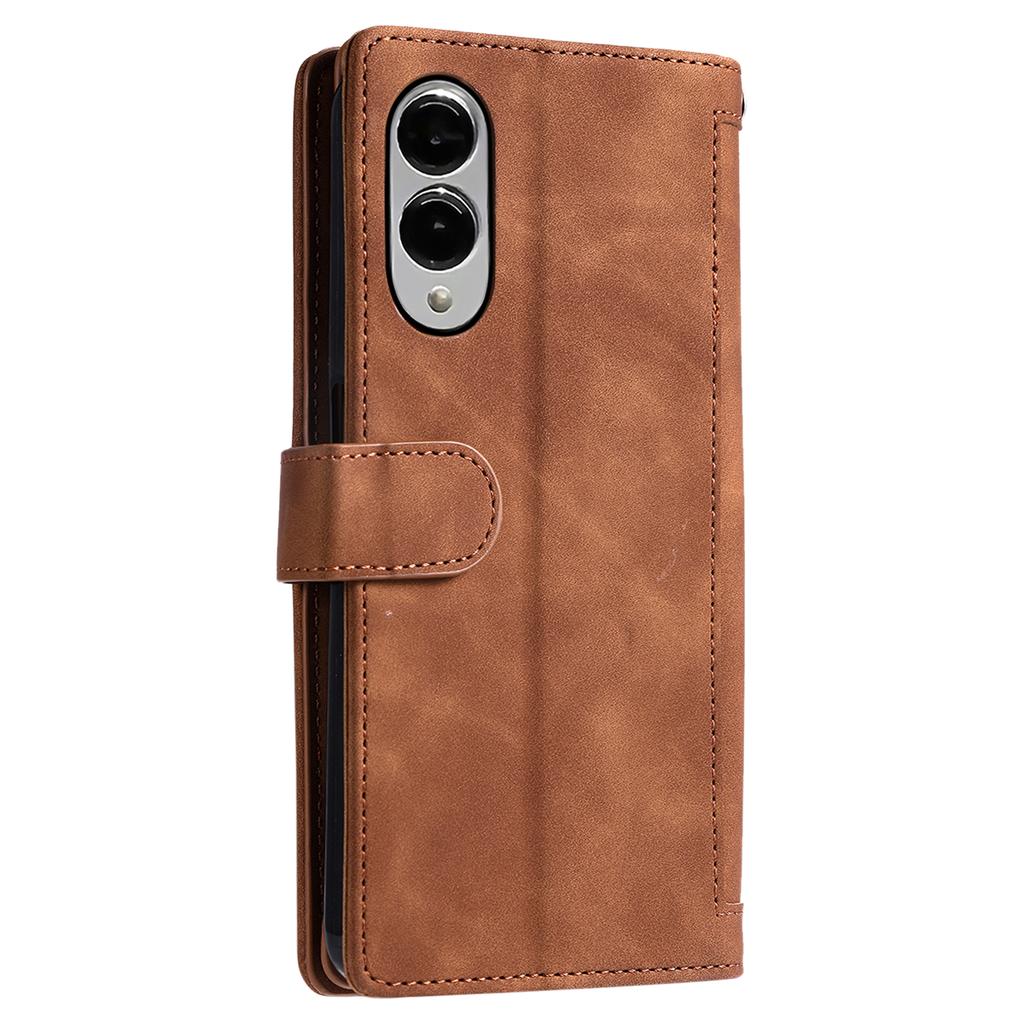 For Samsung Galaxy S25 Edge Case PU Leather Phone Cover with Zipper Wallet 9 Card Slots