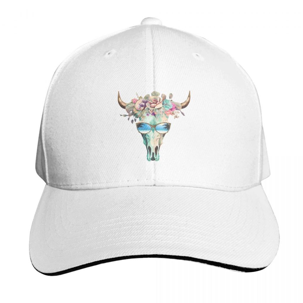 Cow Skull with Sunglasses At the Beach Baseball Cap Birthday Golf Hat Unisex Bobble Hat Dropshipping Caps Women Unisexs