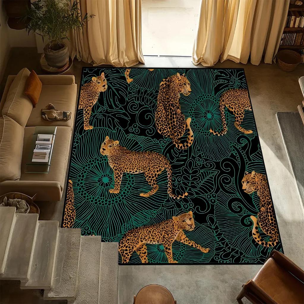 Leopard Carpet Door Mat & Bathroom Mat, Custom Your Photo - Living Room & Bedroom Sofa Decoration Carpet, Non-Slip Floor Mat