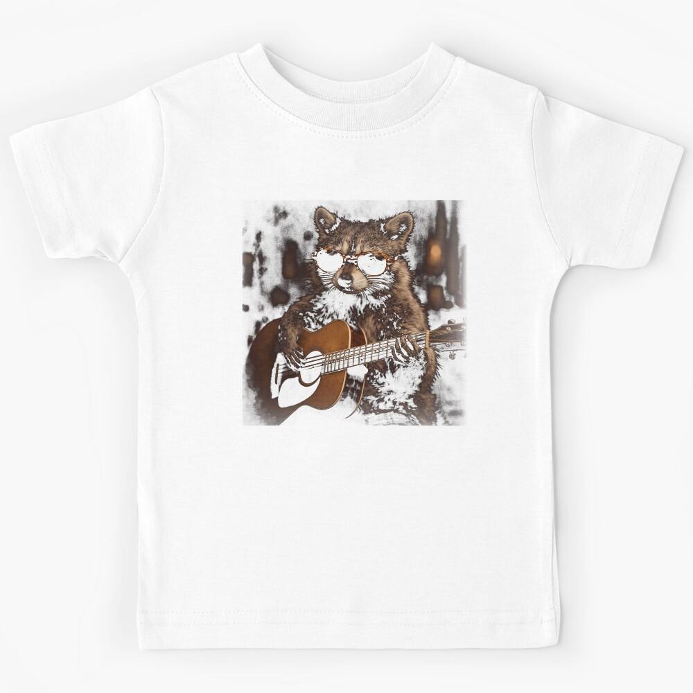 Funny Raccoon Playing Guitar sunglasses in the street Kids T-Shirt 140