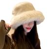 Elegant faux fur mink fluffy fisherman hat for women, ladylike style, large head circumference plush hat, warm winter pullover hat