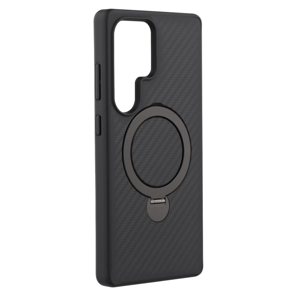 For Samsung Galaxy S25 Ultra Magnetic Case Kickstand TPU + PC Phone Cover Carbon Fiber Texture