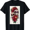 Esboço de Tatuagem Arte Mexicana Rosa Dia Caveira de Açúcar Camiseta