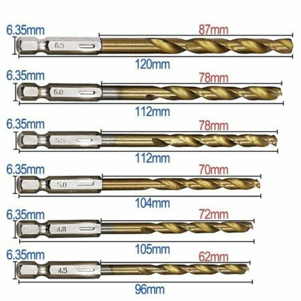 Drill Bit HSS Hexagonal Set Metal Titanium Plating