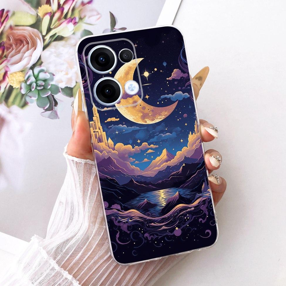 Transparent For Oppo Reno13 Case CPH2689 Cute Cat Fashion Butterfly Funny Painted Casing For Oppo Reno 13 PKM110 Cover