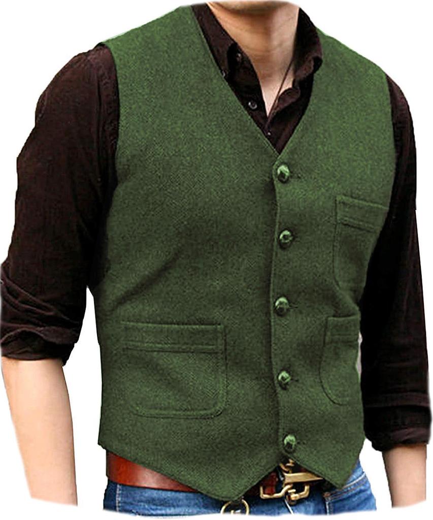 Men's V-Neck Wedding Vest - Perfect for Groom or Best Man