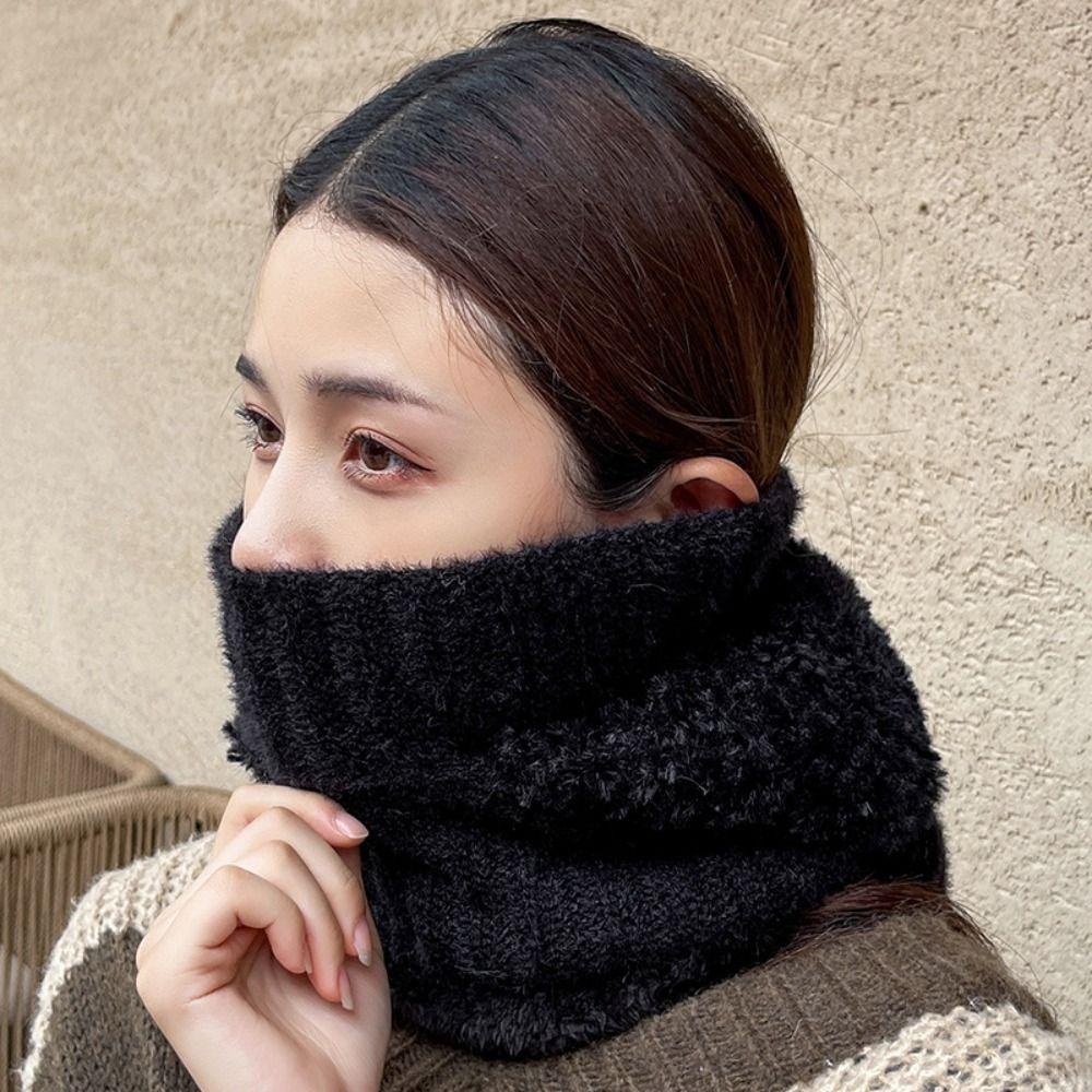 Winter Warm Fleece Lined Knit Hat Thermal Cashmere Integrated Pullover Hat Casual Fur Beanies Cap