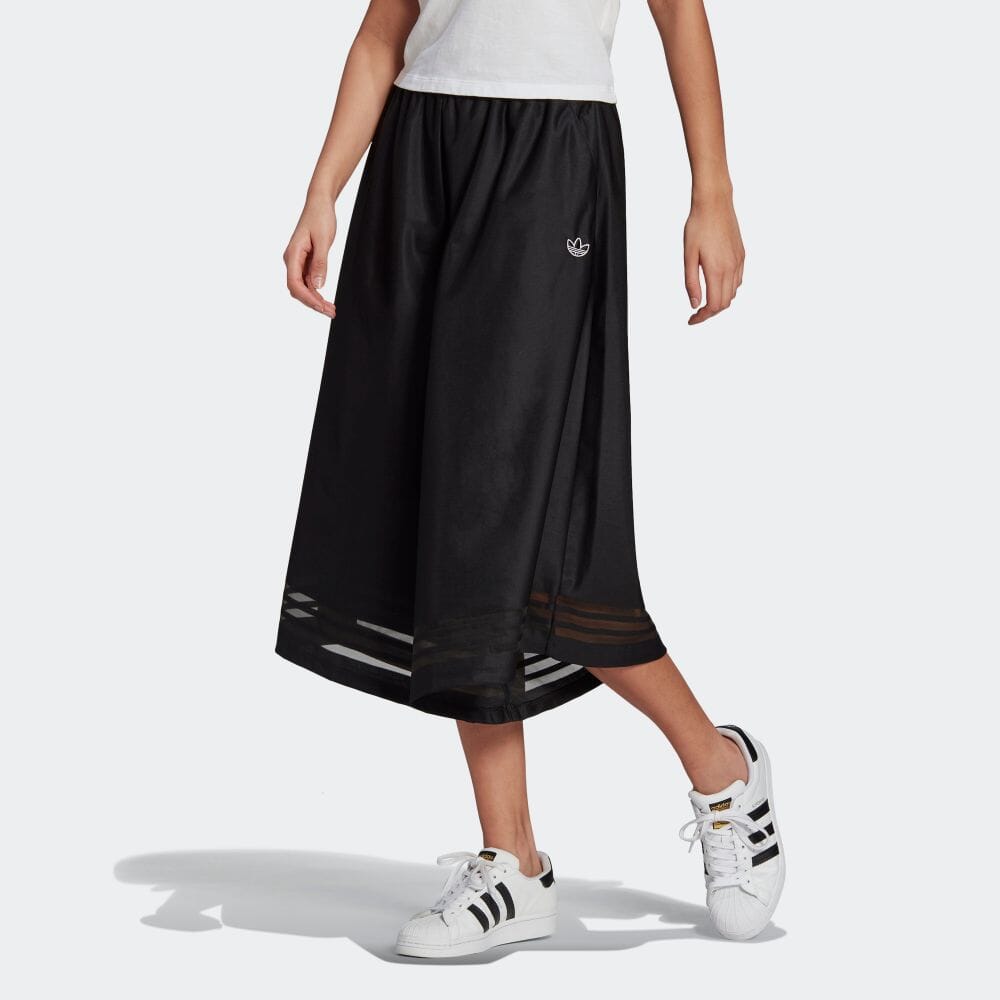 Adidas Originals Three Stripes 3/4 Pants Transparent Wide Leg Casual Pants Women Pants Black GN3180