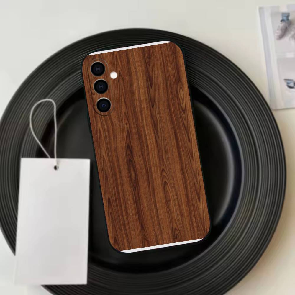 Natural A-Art Wood  Phone Case Black Silicone Soft For Samsung Galaxy A73,A72,A71,A70,A53,A52,A51