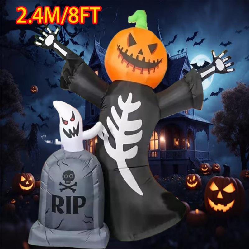 

Inflatable Toy Pumpkin Tomb Ghost Halloween Inflatable Model Luminous Inflatable Model Halloween Atmosphere Decoration Model UK Plug