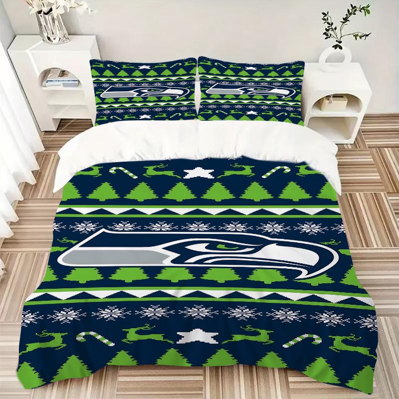 3Pcs Seattle Seahawks Ugly Sweater Bedding Sets For All Sizes New 3D Printed Bed Cover Comforter Duvet Cover Pillowcase Bedroom Decoration