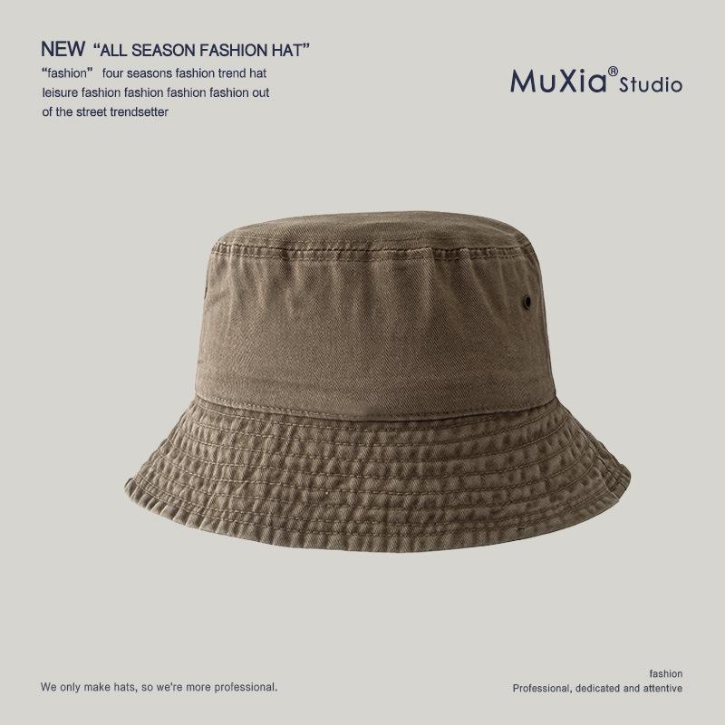 Washed denim bucket hat sun hat women's fashion spring and summer sun protection outdoor face small big brim tide basin hat