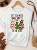 (Asian Size)  Merry Christmas Tee Top festival New Year Holiday Casual lovely letter trend Women Print Lady Short Sleeve Fashion Graphic T-shirts
