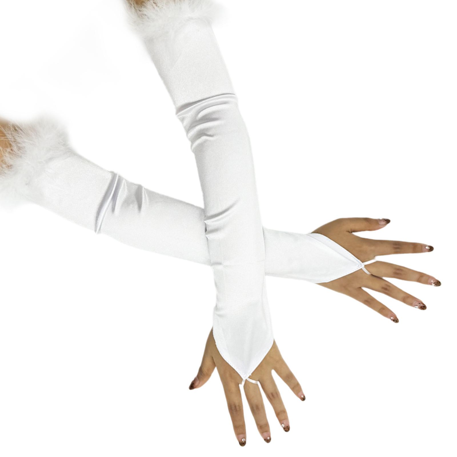 

Satined Fingerless Gloves for Women 1920s Costume Gloves for Evening Gowns and Wedding Dresses Arm Sleeves Party Armwear белый