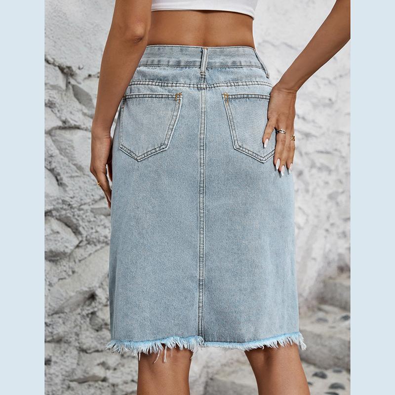 Women High Waist  Package Hip Split Jean Denim Skirt
