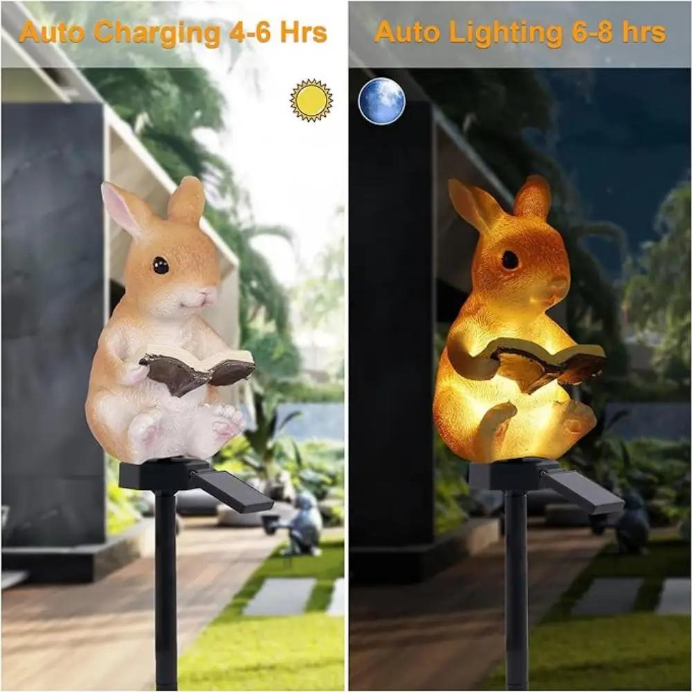 Solar Courtyard Lamp Resin Rabbit Hedgehog Atmosphere Courtyard Corridor Decoration Luminous LED Lawn Lights Floor Mounted Lamp