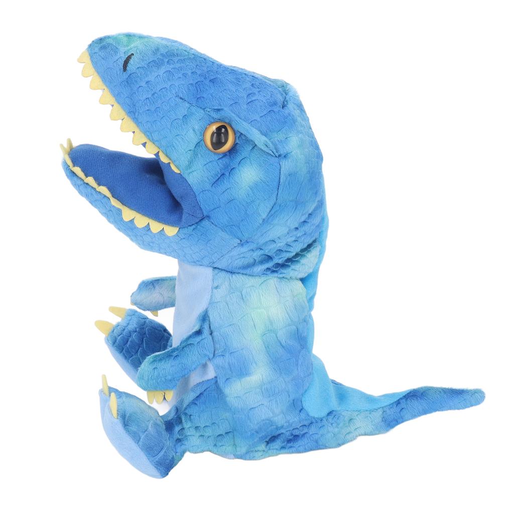 11.8in Plush Dinosaur Hand Toy Movable Mouth Soft Dinosaur Animal Hand Toy for Children Adults Blue