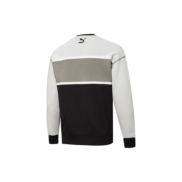 Puma Retro Block Mikina s kulatým výstřihem Pánské Topy Černá Šedá 530710-01