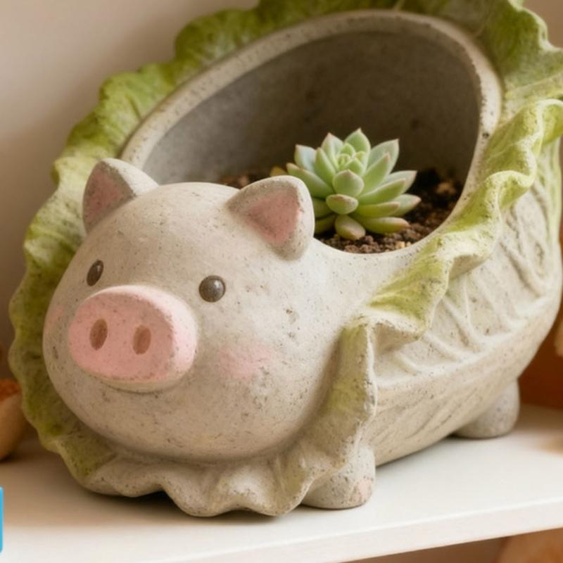 Silicone Cabbage Pig Shaped Mold Suitable For Crafting Succulent Pots Resin Storage Containers And Concrete Decoration Items