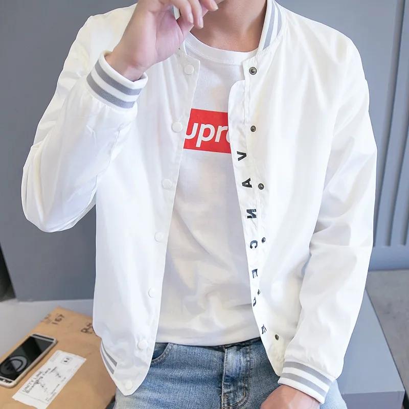 

Весна Осень Мужчины Бомбер Куртки Повседневная Твердая Мода Slim Fit Мужчины Бомбер Куртка Мужской Бейсбол Мужская ветровка Куртка Пальто