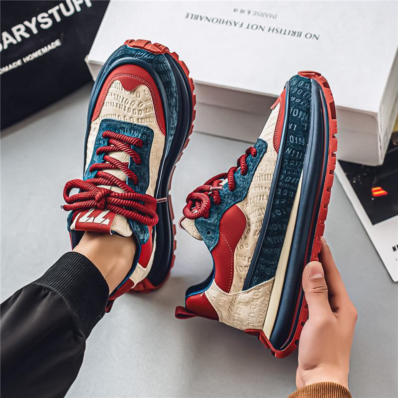 Men's shoes new spring student trend versatile thick-soled wear-resistant non-slip sports casual shoes men's low-top dad shoes