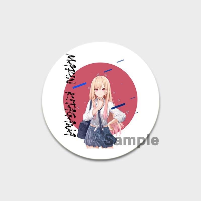 58MM My Dress-Up Darling Anime Brooches Kitagawa Marin Kuroe Shizuku Cosplay Badge Accessories Backpack Clothes Decoration XMAS Gift