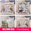 Alice In Wonderland Cushion Cover Cute Rabbit Cat Printed Sofa Pillow Vintage Home Decorative Pillow Case for Children Room