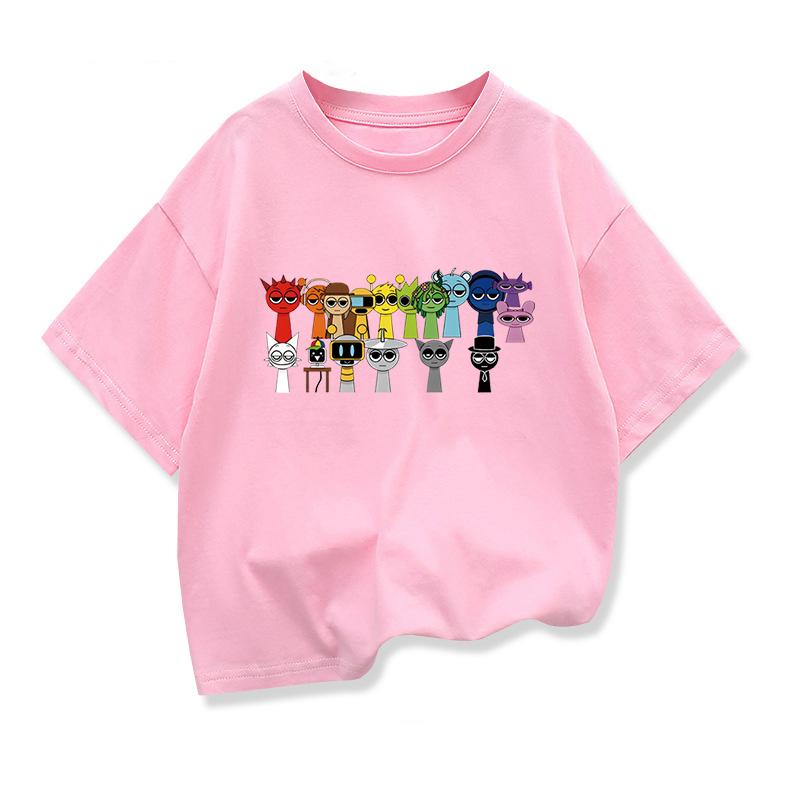 Summer Short Sleeve Tops Cute Sprunki Cartoon Print T Shirt Kids Leisure  T-shirt Baby Girls Tshirt Toddler Boys