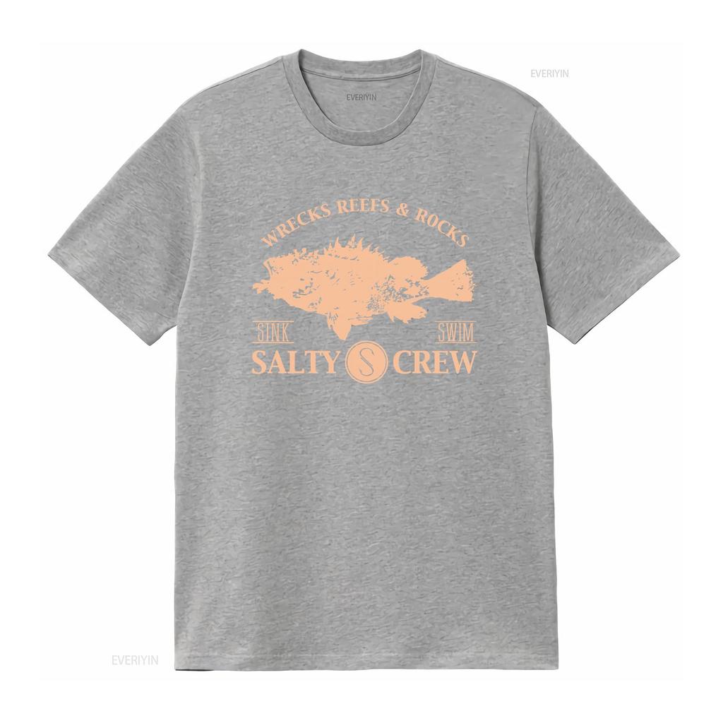 Pánské tričko Salty Crew Malé Černé 100% Bavlna Velká Ryba Vraky Útesy Skály Potopení Plavání Design vintage Vyprané Stylové Lehce
