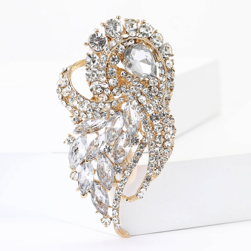 Vintage Style Flowers Cluster Brooch Pin Rhinestone Crystal Woman Corsage Party Gift Jewelry Accessories