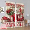 2pcs,2D Plane Printing Curtains Roller Blinds Strawberry Kitchen Durable 100% Polyester Fabric (without Rod) Decorations Inside