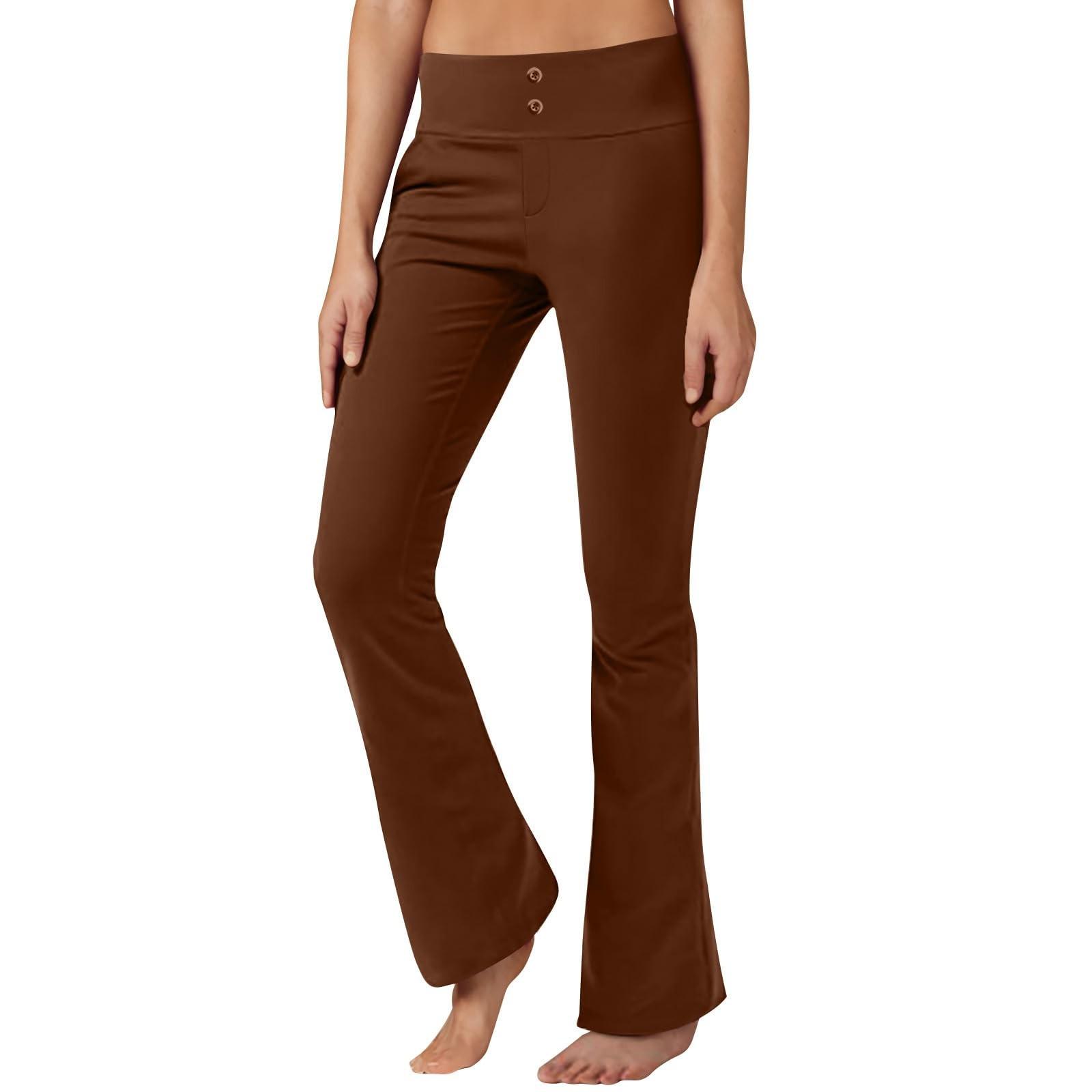 

Yoga Pants For Women Dressy Business Casual Pull On Slacks High Waisted Stretchy Work Pants With Pockets XXL коричневий