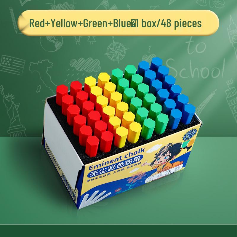 Dust-Free Bright Color Chalk for Kids - Keeps Hands Clean, Ideal for Teachers and Home Use.
