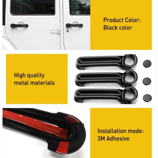 For Jeep Wrangler JK 2007-2018 Car Door Handle Cover Molding Trim Access 2SET