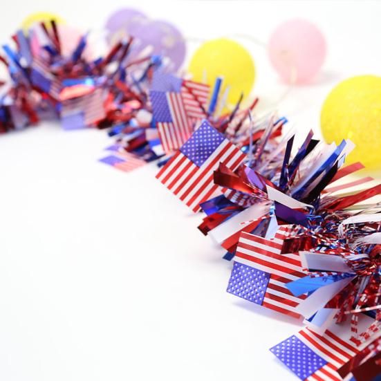 Amerikaanse Vlag Tinsel Sterren Strepen Print Glanzend Onafhankelijkheidsdag Wanddecoratie Feestdecoratie Patriotische Tinsel Amerikaanse Vlaggen Slingers Feestartikelen