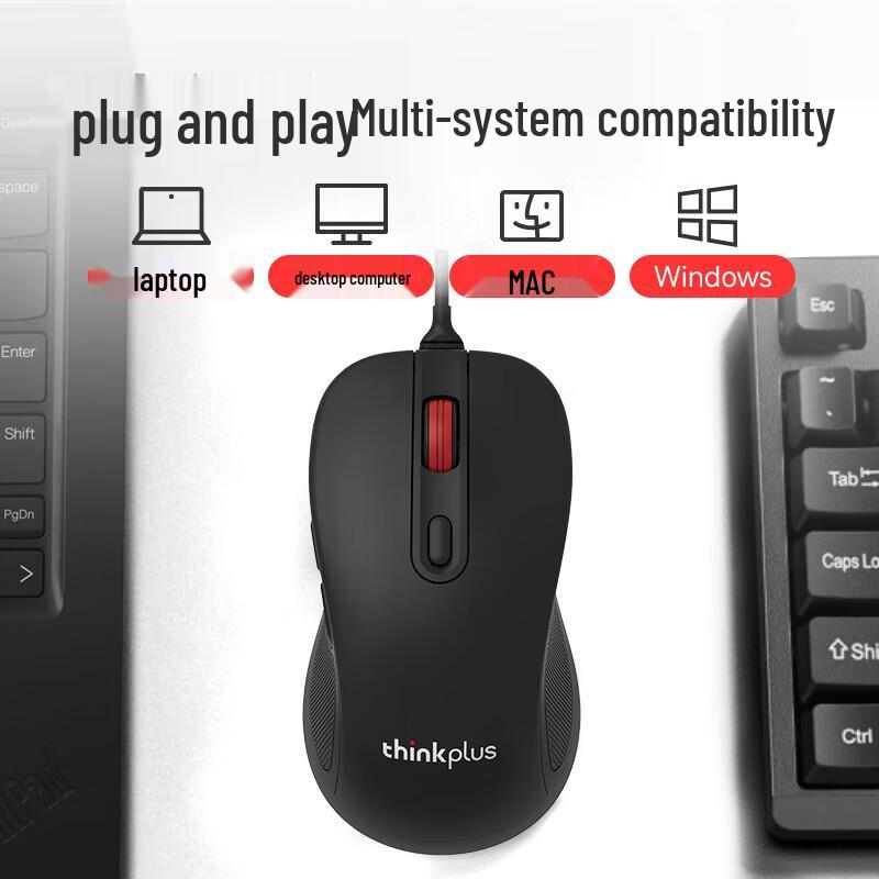 Lenovo Thinkplus M10 Pro Ergonomic Silent Wired Mouse