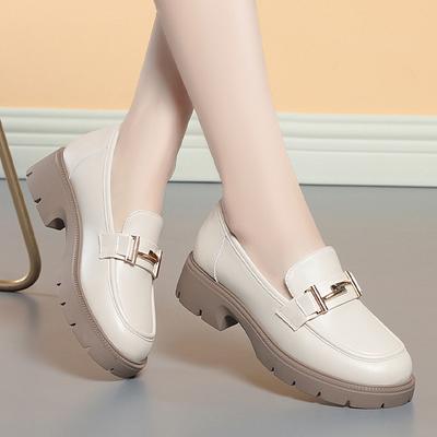 Dicke Sohle im britischen Stil Lackleder Slipper Damen Plateau Schuhe 2024 Frühling Flache Blockabsätze Schuhe Büro Elegant