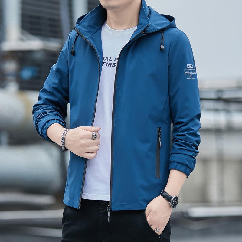 Spring and Autumn New Men's Hooded Jacket Slim Top Casual Versatile Youth Thin Jacket Men's