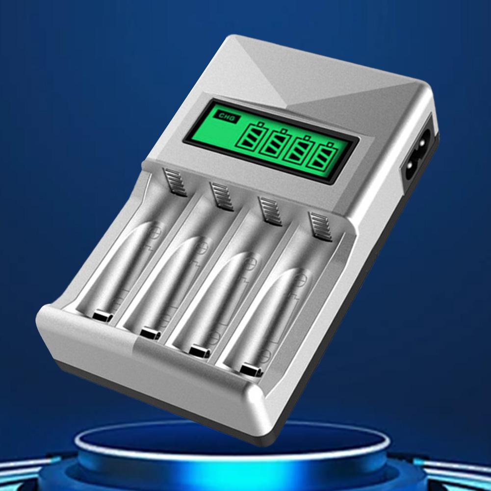 4-Slot AA AAA Intelligent Battery Charger LCD Screen Independent Charging Charger for AA/AAA NiMH Rechargeable Batteries