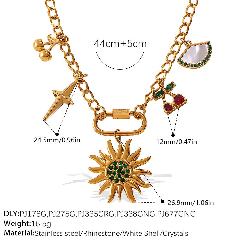 Personalized Stainless Steel Necklace Gold Fashion High Sense Clover Pepper Design Sense Temperament Necklace Jewelry