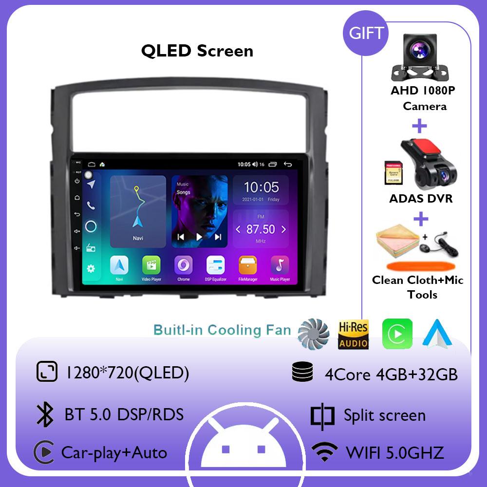 9" For Mitsubishi Pajero 4 V80 V90 2006 - 2014 Android 14 Car Radio Stereo Wireless Carplay Auto Multimedia Player GPS 4G+WIFI