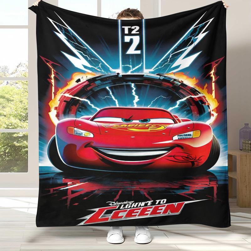 Cartoon Cars Lightning McQueen Flannel Blanket,Ultra Soft Warm Plush Throw for Home Bedroom Bed Sofa Cover Office Camping Gift