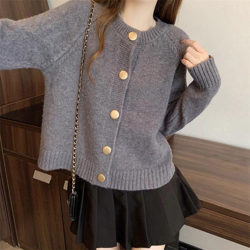 

Large Size Women s Design Knitted Cardigan Women s Spring and Autumn Loose Western Style Sweater Jacket M серый
