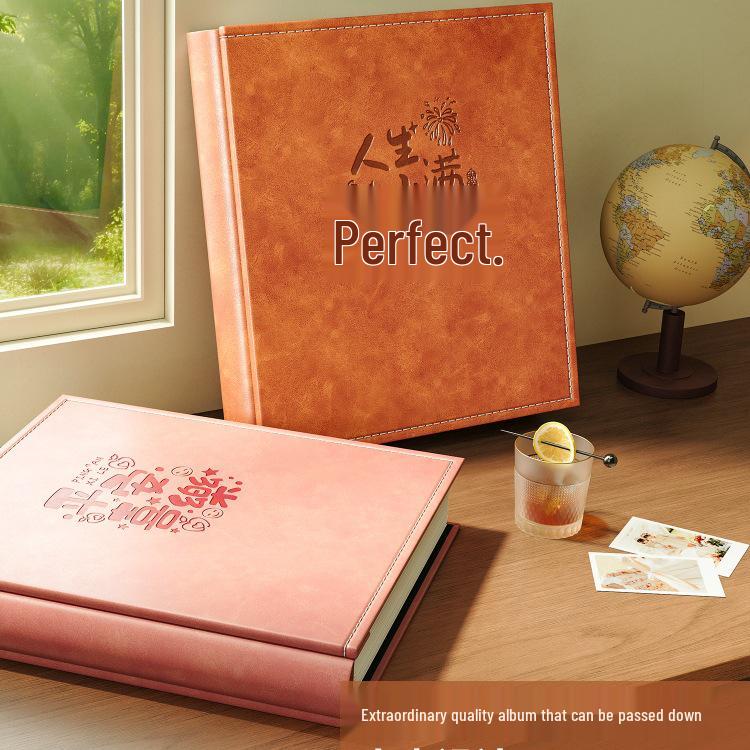 Leather 6-Inch Large Capacity Photo Album: Horizontal/Vertical Version, 5 Pages for Family, Baby, and Commemorative Photos.