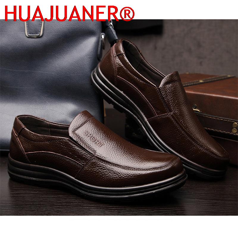 New High Quality Genuine Leather Shoes Men Flats Fashion Men's Casual Shoes Brand Man Soft Comfortable Lace Up Black