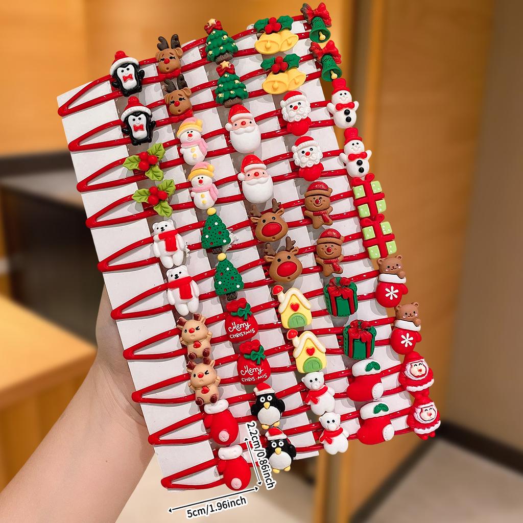 10pcs Girls Christmas Hair Clips Cartoon Santa Snowflake Reindeer Tree Penguin Bear Bell able BB Bows for Holiday Parties