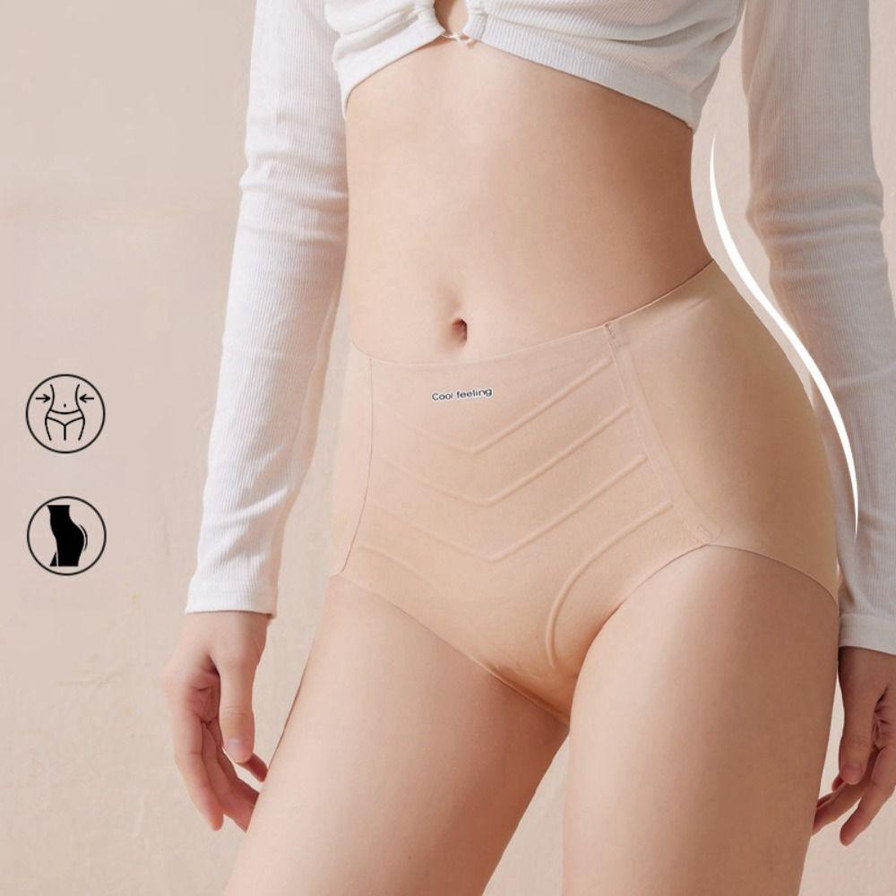 Mid Waist Tummy Control Underwear High Elastic Belly Contracting Briefs  Body Shaping