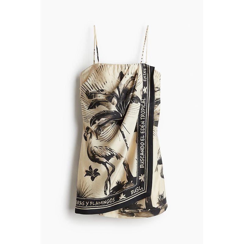 

HM Женское платье 2025 Лето Новинка Принт На бретелях Праздничный стиль Драпированное платье-труба 1293237