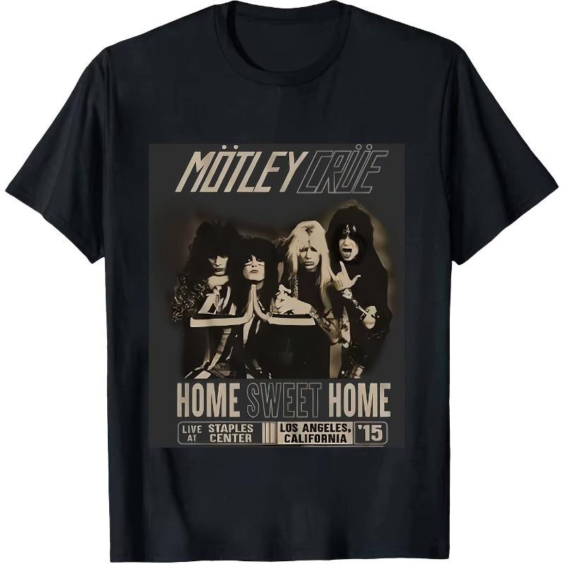 Motley Crue 1981 Heavy Metal Band Logo Home Sweet Home Album Art Tshirt Vintage Tee For Concerts